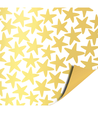 KP Cadeaupapier stars White/Gold | 70cm x 2m | Dubbelzijdig