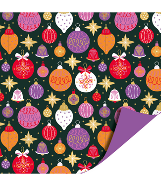 KP Cadeaupapier Christmas ornaments | 70cm x 2m | Dubbelzijdig