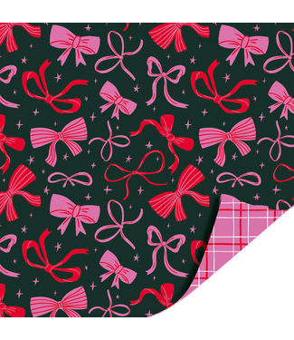KP Cadeaupapier Christmas bows | 70cm x 2m | Dubbelzijdig