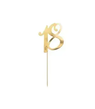 PartyDeco Caketopper 18 goud | 20 cm