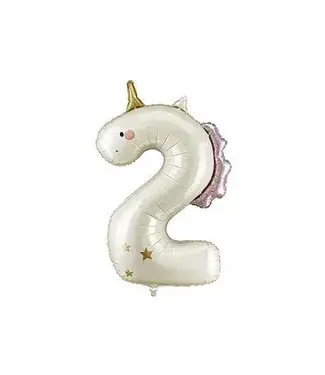 PartyDeco Cijferballon 2 unicorn | 93 cm