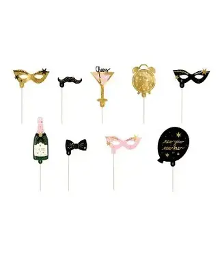 PartyDeco Photoprops Let's party New Year | 9 stuks