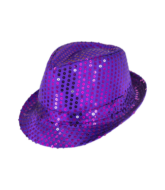PartyPal Hoed paars | Pailletten