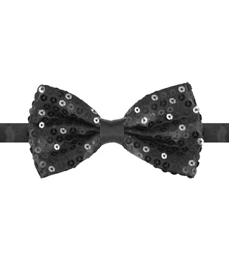 PartyPal Vlinderstrik zwart | Pailletten