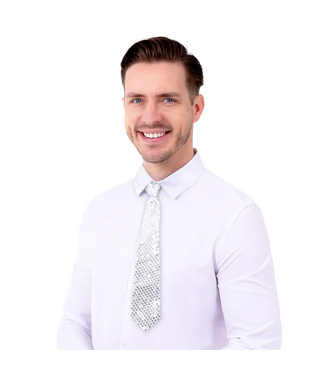 PartyPal Stropdas zilver | Paillettten