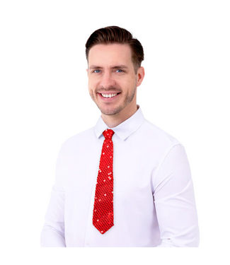 PartyPal Stropdas rood | Pailletten