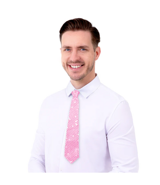 PartyPal Stropdas lichtroze | Pailletten