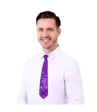 PartyPal Stropdas paars | Pailletten