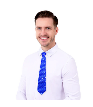 PartyPal Stropdas kobaltblauw | Pailletten