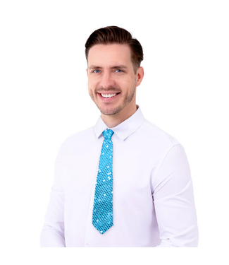 PartyPal Stropdas lichtblauw | Pailletten