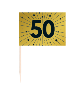 Fiesta Prikker vlaggetjes 50 | Goud | 50 stuks