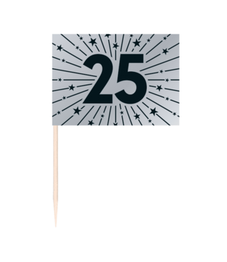 Fiesta Prikker vlaggetjes 25 | Zilver | 50 stuks