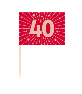 Fiesta Prikker vlaggetjes 40 | Robijnrood | 50 stuks