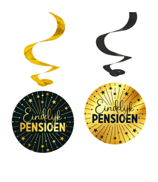 Fiesta Pensioen swirls | Zwart/goud | 4 stuks