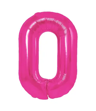 PartyPal Cijferballon 0 | Roze | 100 cm