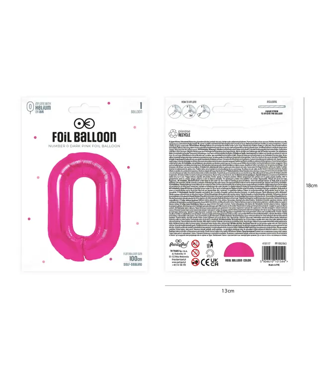 Cijferballon 0 | Roze | 100 cm