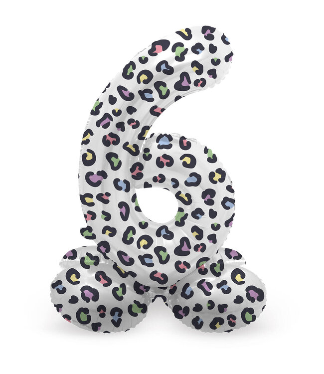 OUTLET Cijferballon 6 | Bright Panther | Staand | 41 cm