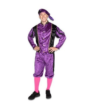 Pietenpak Velours paars/zwart | Maat XXL