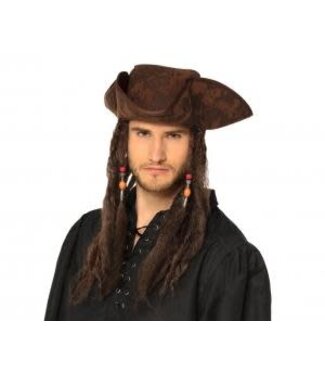Piraten hoed met haar | One size