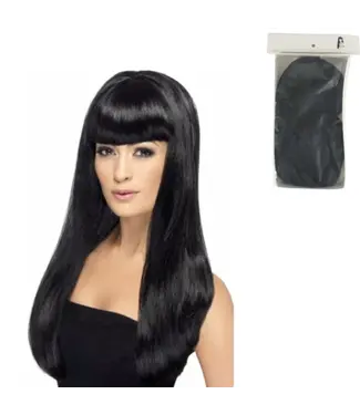 Meekes Pruik lang zwart