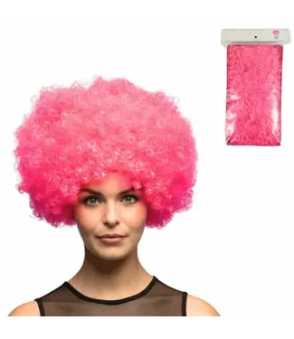 Meekes Pruik afro roze