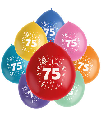 Folat Ballonnen 75 Jaar | 23 cm | 8 stuks | Multicolor