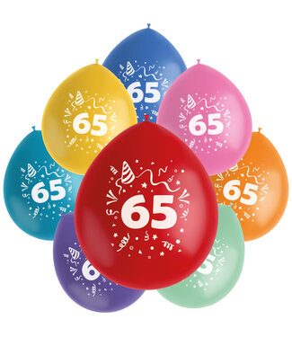 Folat Ballonnen 65 Jaar | 23 cm | 8 stuks | Multicolour