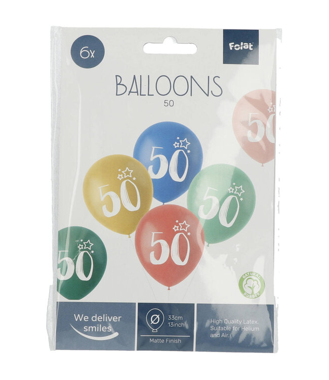 Ballonnen Retro 50 Jaar | Meerkleurig 33cm | 6 stuks