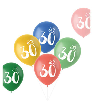Folat Ballonnen Retro 30 Jaar Meerkleurig 33cm | 6 stuks