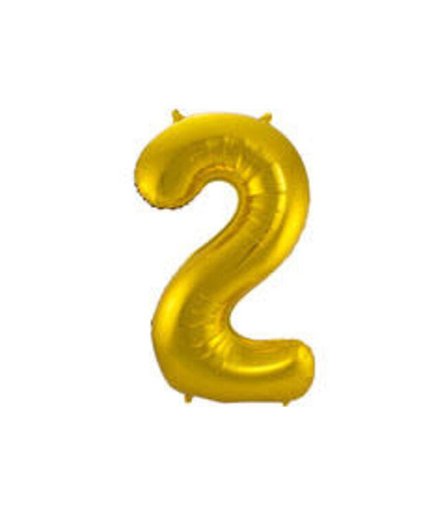 Cijferballon 2 goud | 86 cm