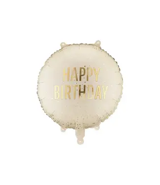 PartyDeco Folieballon Happy Birthday | 35 cm | Beige / Goud