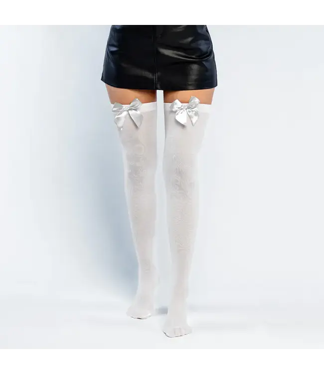 Kousen wit met strik | 70 denier | OneSize