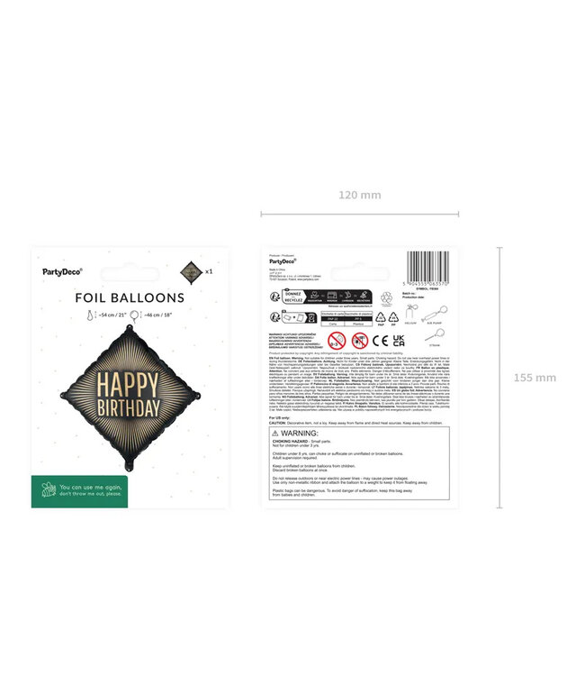 Folieballon "Happy birthday" | 46 x 46 cm