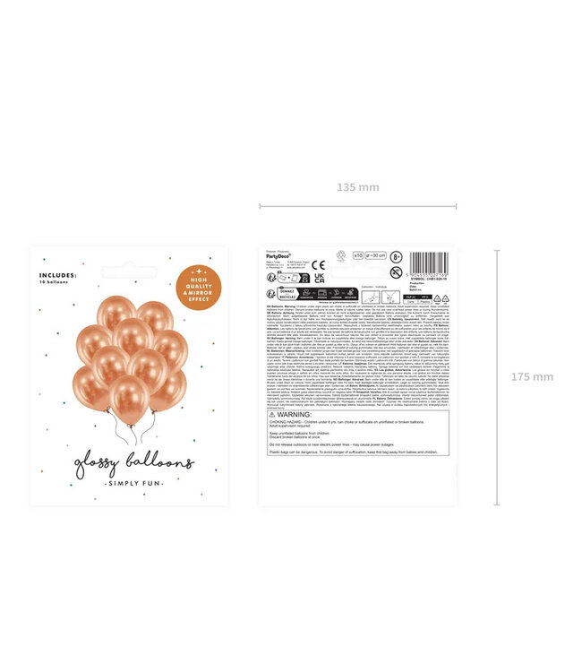 Ballonnen koper CHROME | 10 stuks | 30 cm