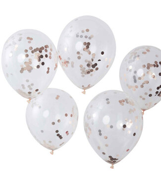 Ginger Ray OUTLET Confettiballonnen rose goud - 5 stuks