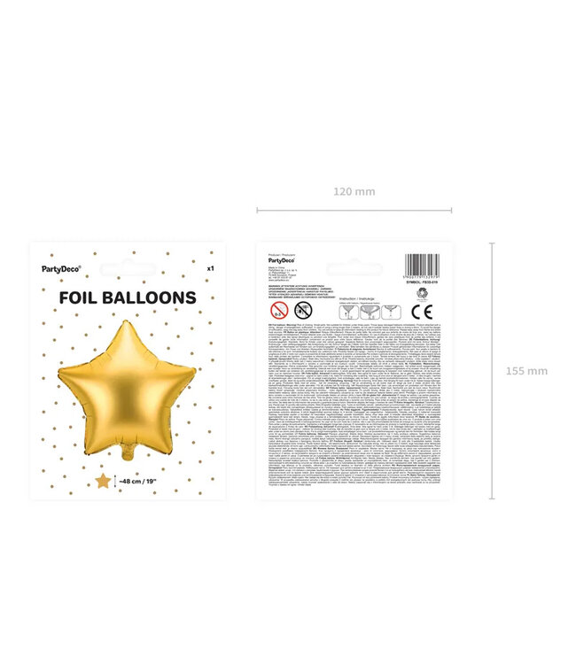Folieballon ster matgoud | 48 cm