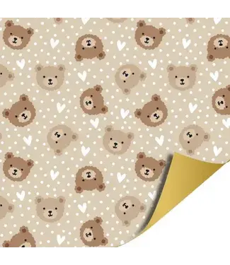 KP Cadeaupapier Little bear beige | 70x200cm | Dubbelzijdig
