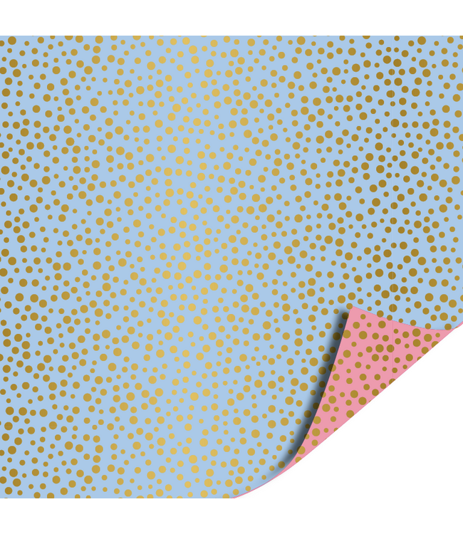 Cadeaupapier Luxury dots blue/pink | 70x200cm | Dubbelzijdig