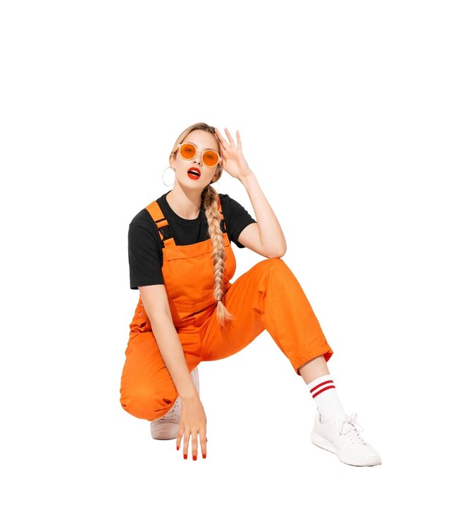 Tuinbroek oranje | Maat L