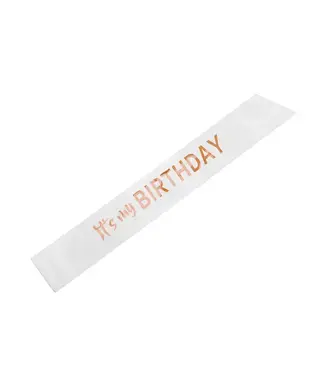 PartyDeco Sjerp It's my birthday | Wit / Rosegoud