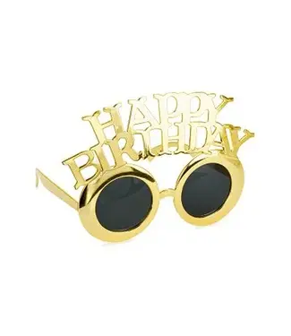 PartyDeco Happy Birthday bril | Goud