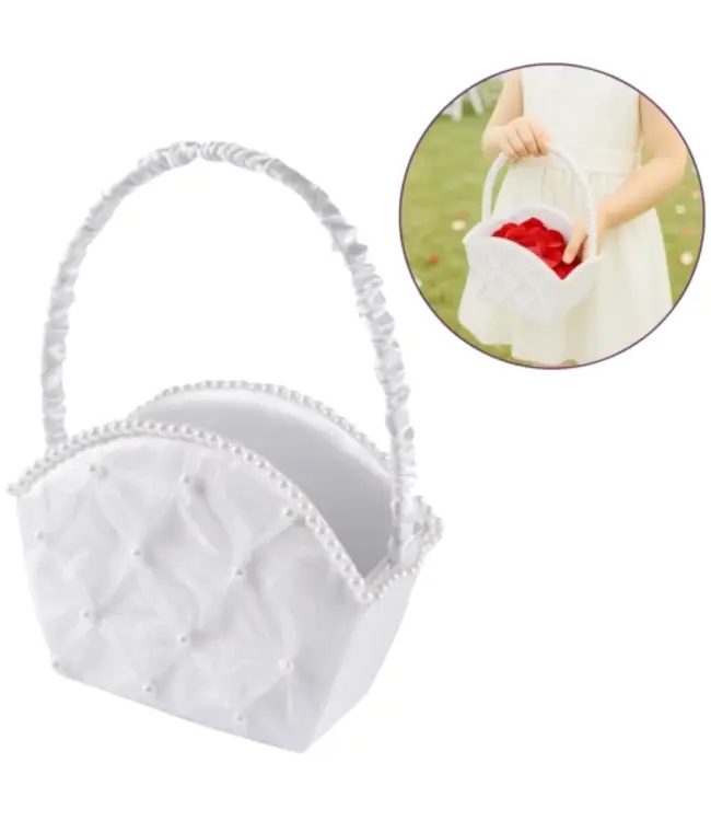 Bloemenmeisje mand | 20 cm | Wit