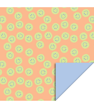 House of Products Cadeaupapier Smile Orange - Blue | 70cm x 3m