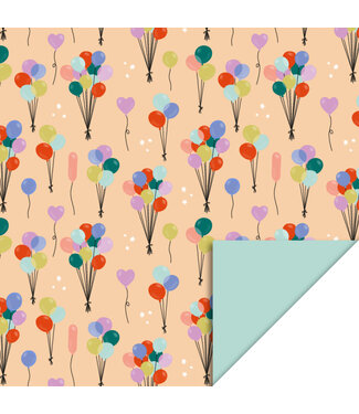 House of Products Cadeaupapier Balloons Peach - Pistache | 70cm x 3m