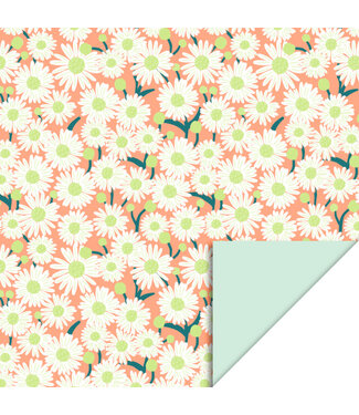 House of Products Cadeaupapier Daisy Peach - Pastel Mint | 70cm x 3m