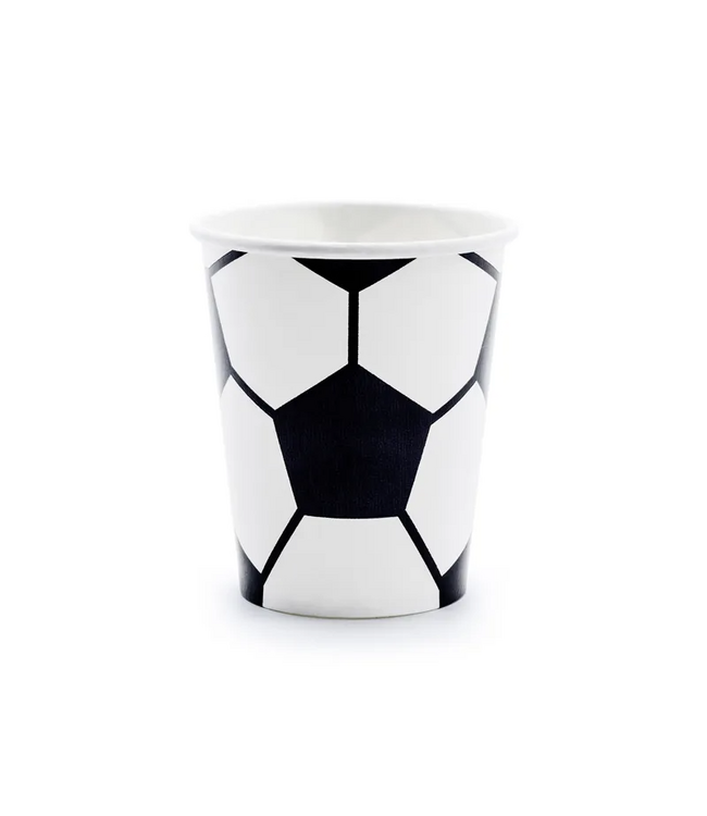 Papieren bekers | Voetbal | 260mL, 6 stuks