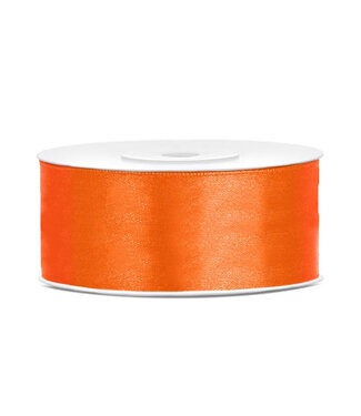 PartyDeco Oranje lint satijn | 25mm x 25m