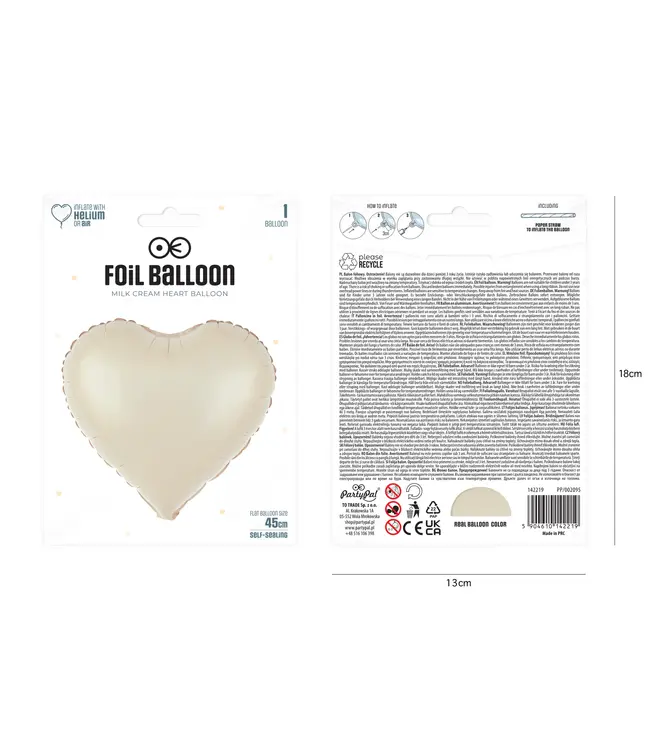 Folieballon hart Nude / Creme | 40 cm