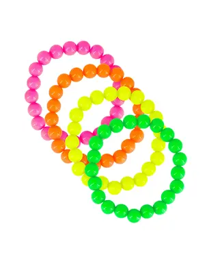 PartyPal Armbanden NEON Disco 80's | 4 stuks