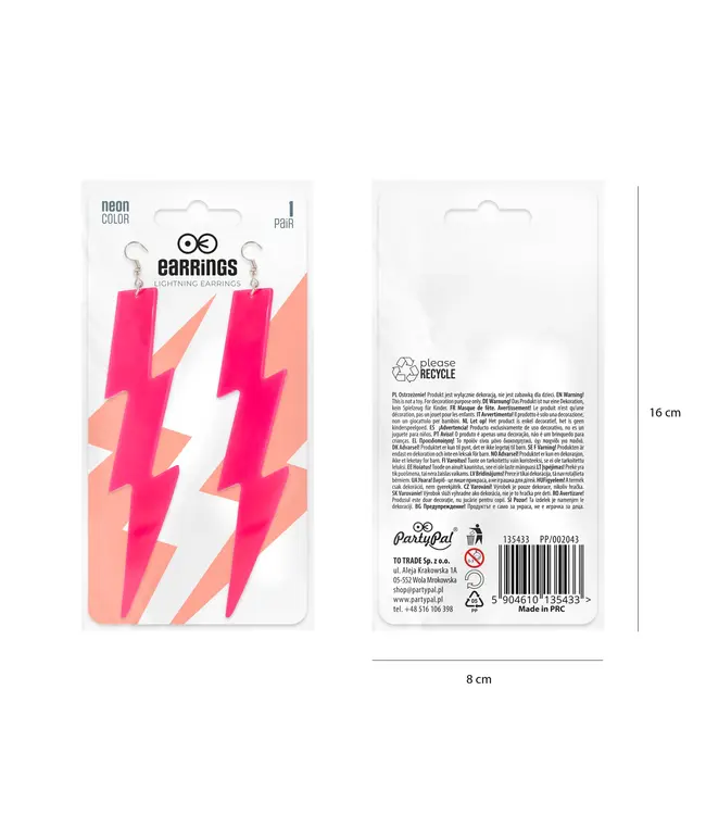 Oorbellen lightning pink | 12 cm